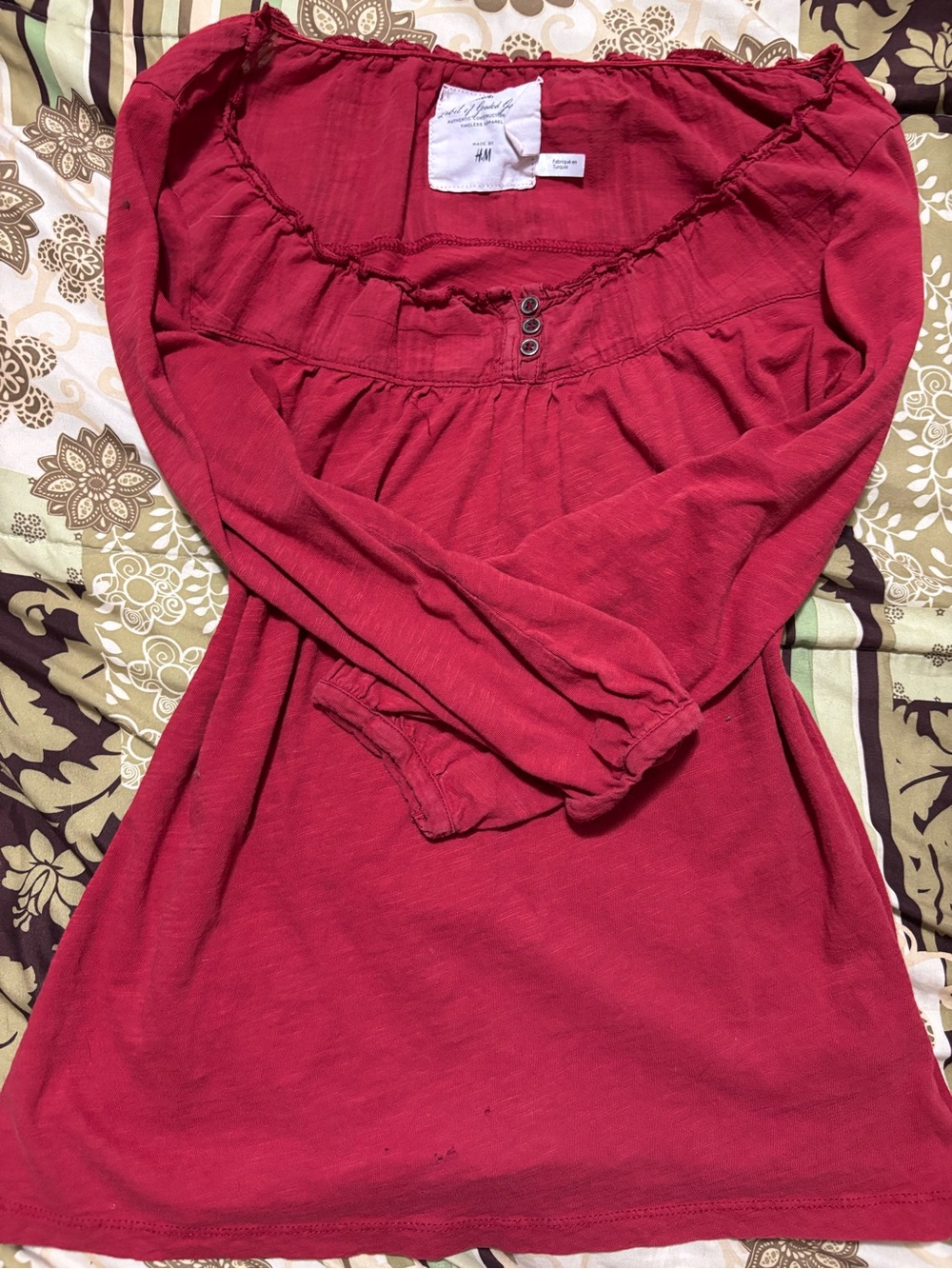 Y2K red babydoll top with half sleeves